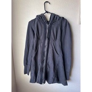 Prairie Underground Long Cloak Hoodie Small Womens Gray Full Zip Organic Cotton